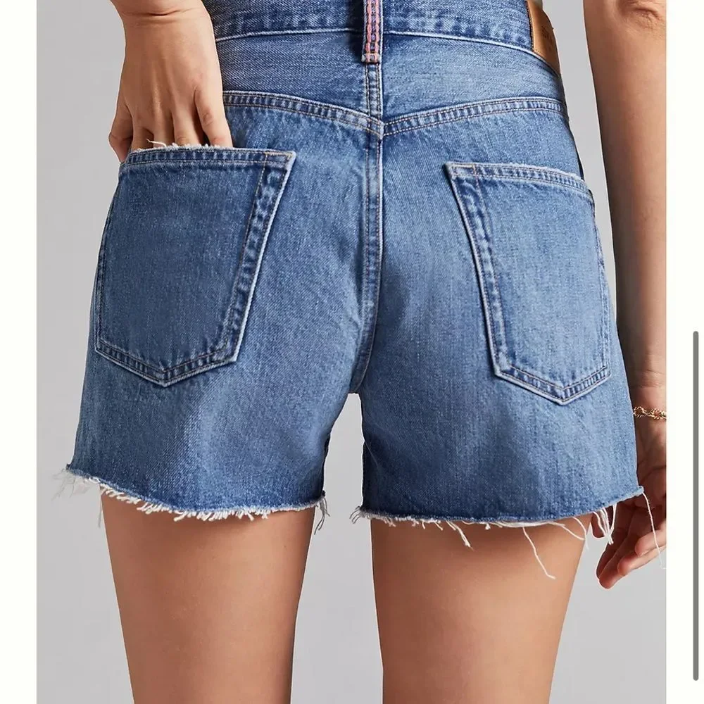 Edwin x Anthropologie Cai Embroidered Denim Jean Shorts in Electra Size 26 - NWT - Picture 3 of 6